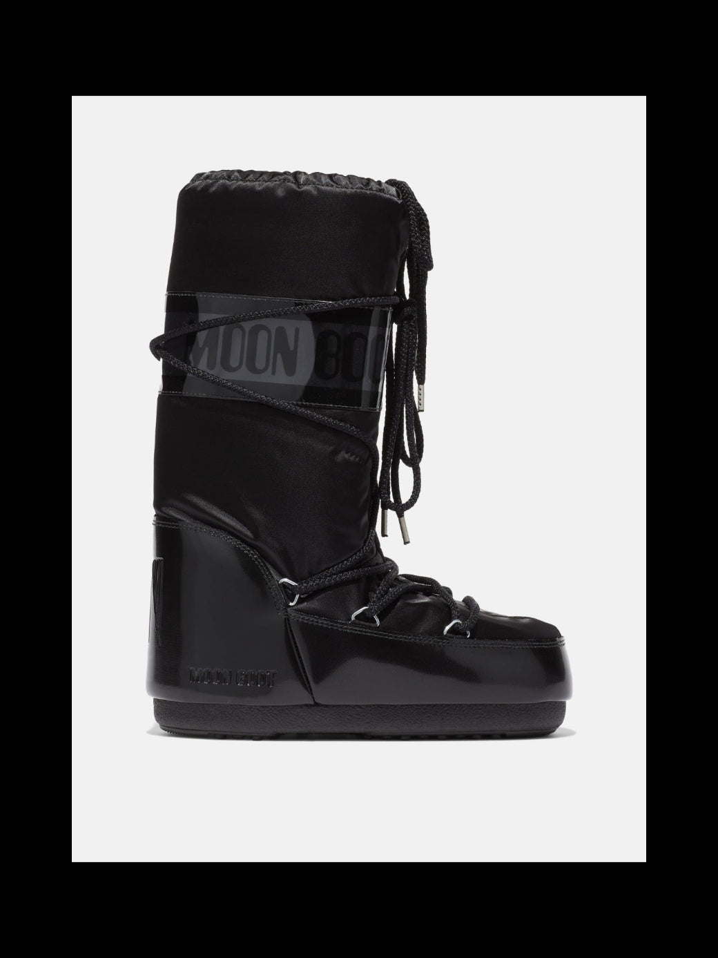 MOON BOOT ICON GLANCE BLACK SATIN BOOTS