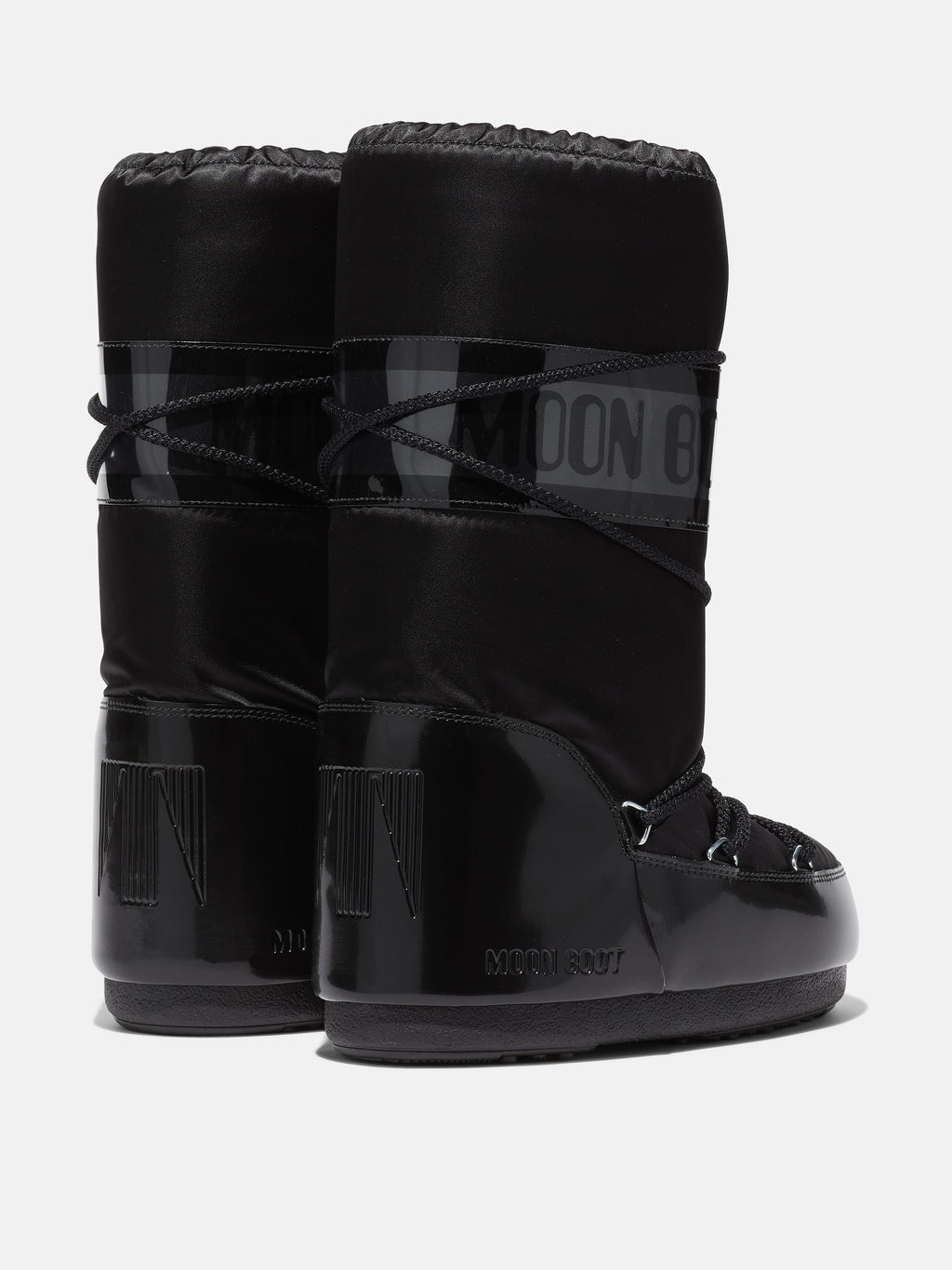 MOON BOOT ICON GLANCE BLACK SATIN BOOTS