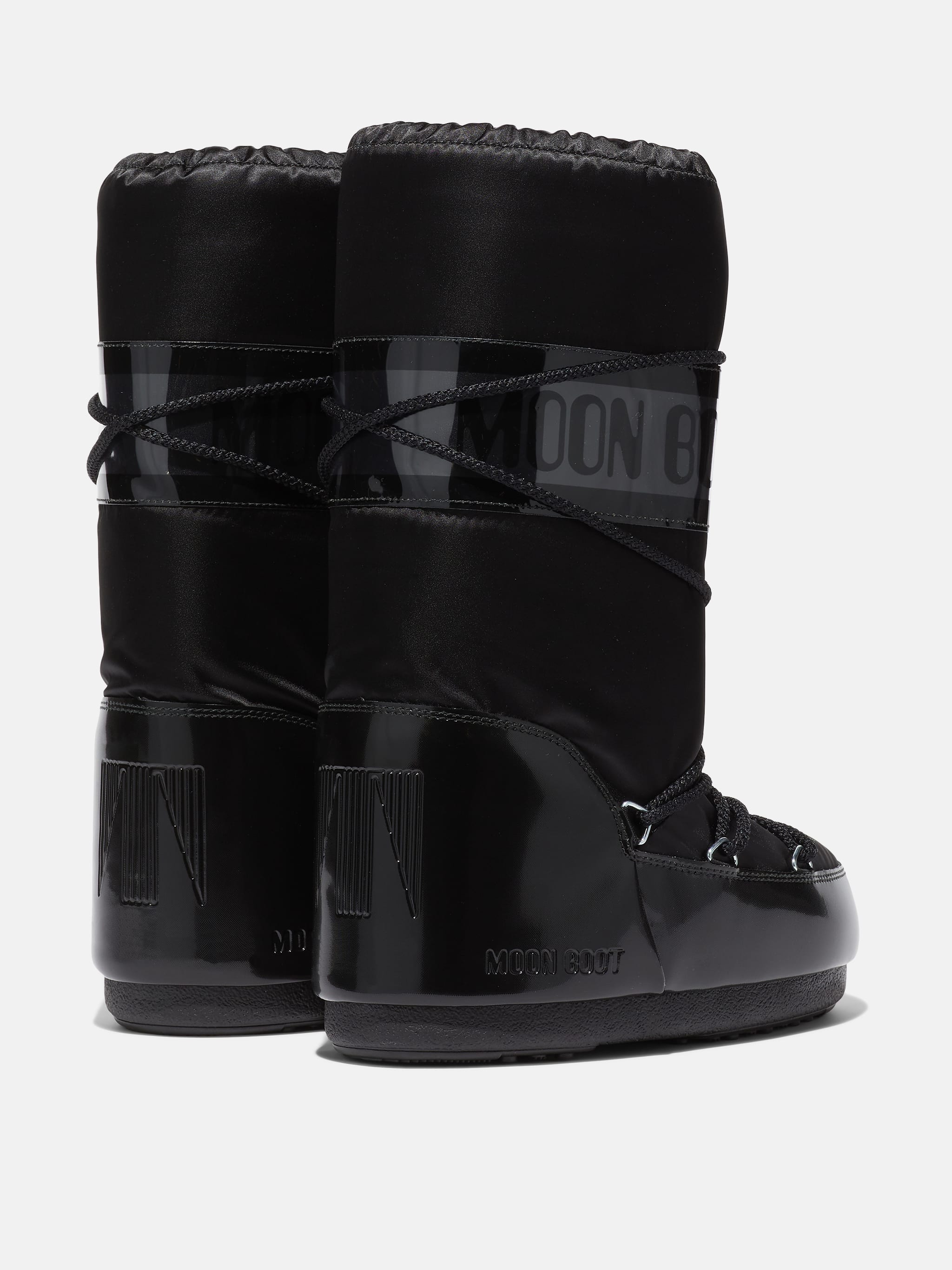 MOON BOOT ICON GLANCE BLACK SATIN BOOTS