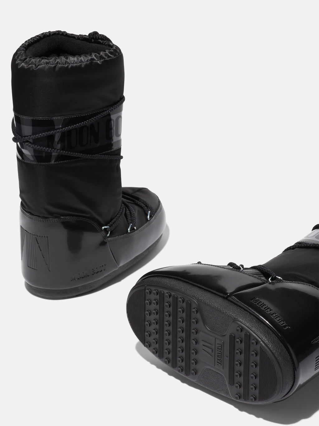 MOON BOOT ICON GLANCE BLACK SATIN BOOTS