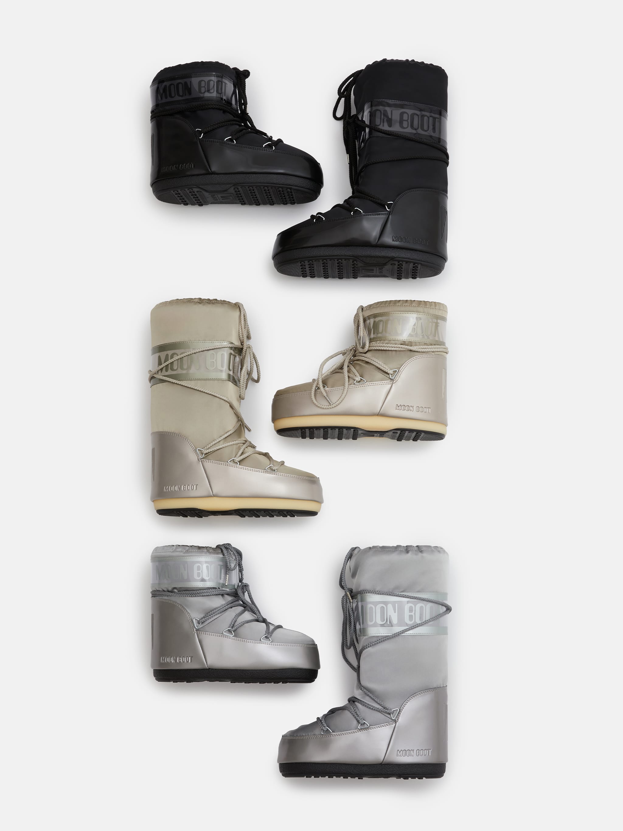 MOON BOOT ICON GLANCE BLACK SATIN BOOTS