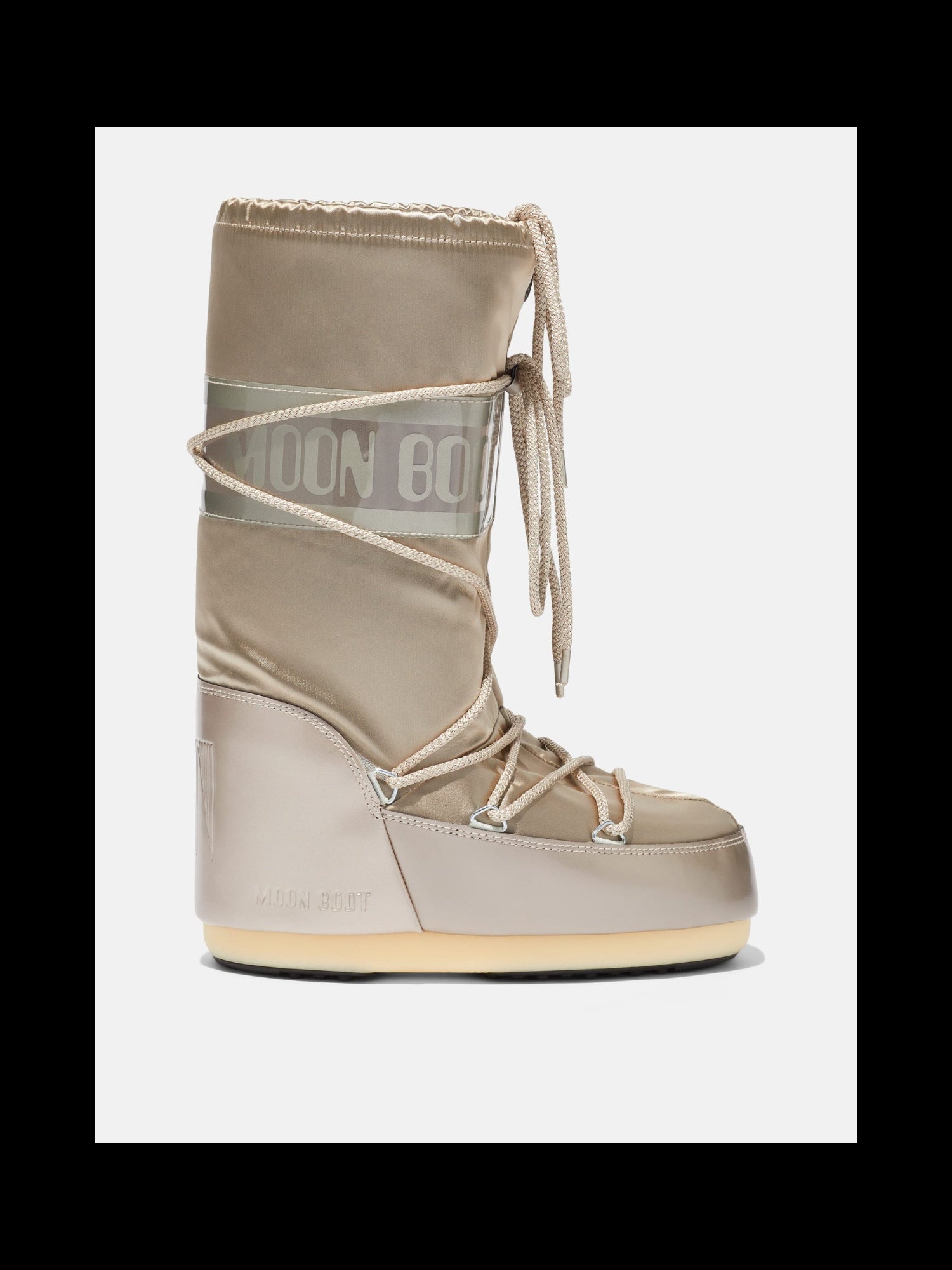 MOON BOOT ICON GLANCE PLATINUM SATIN BOOTS