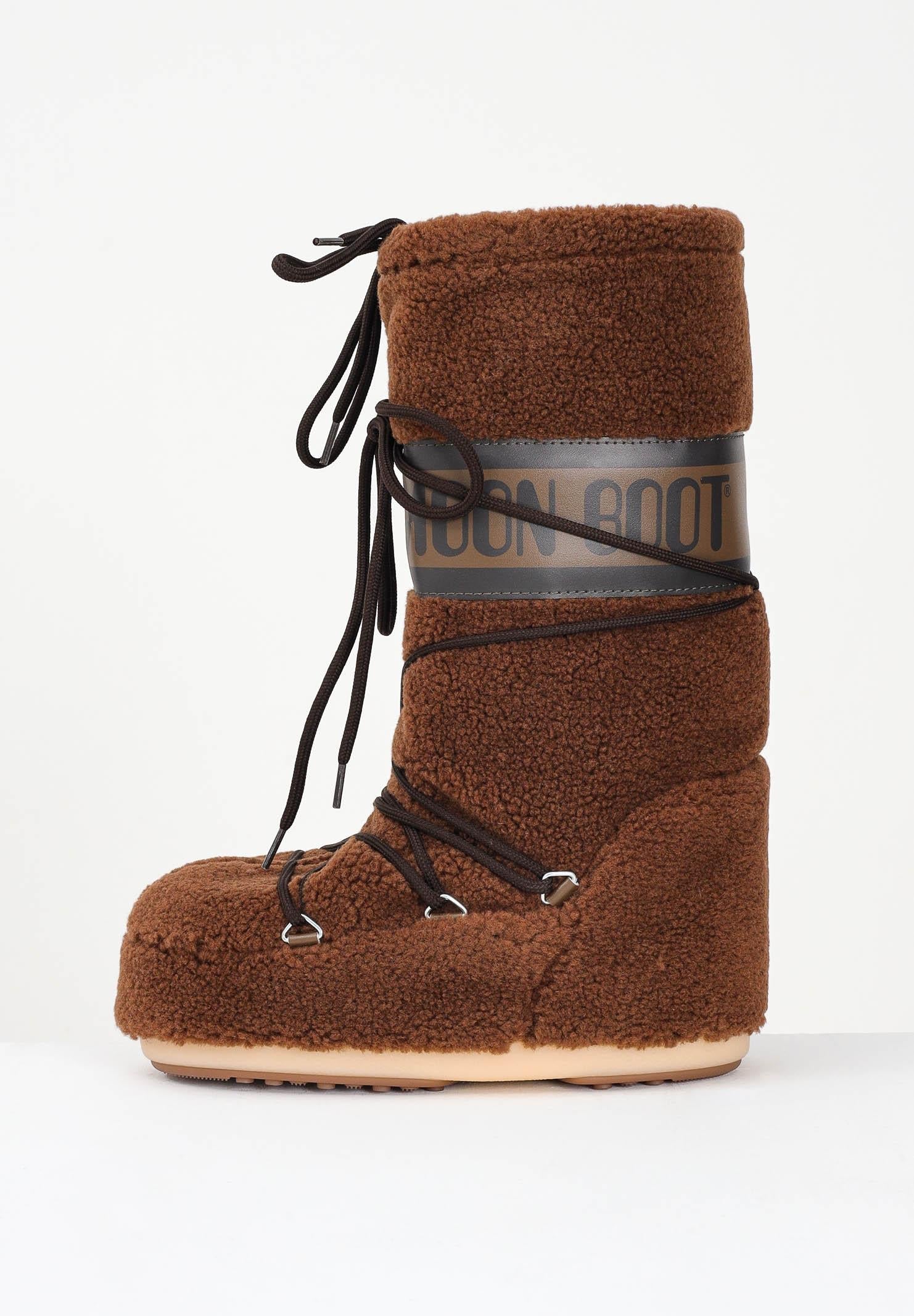 MOON BOOT Women's Brown Teddy ICON Snow Boots