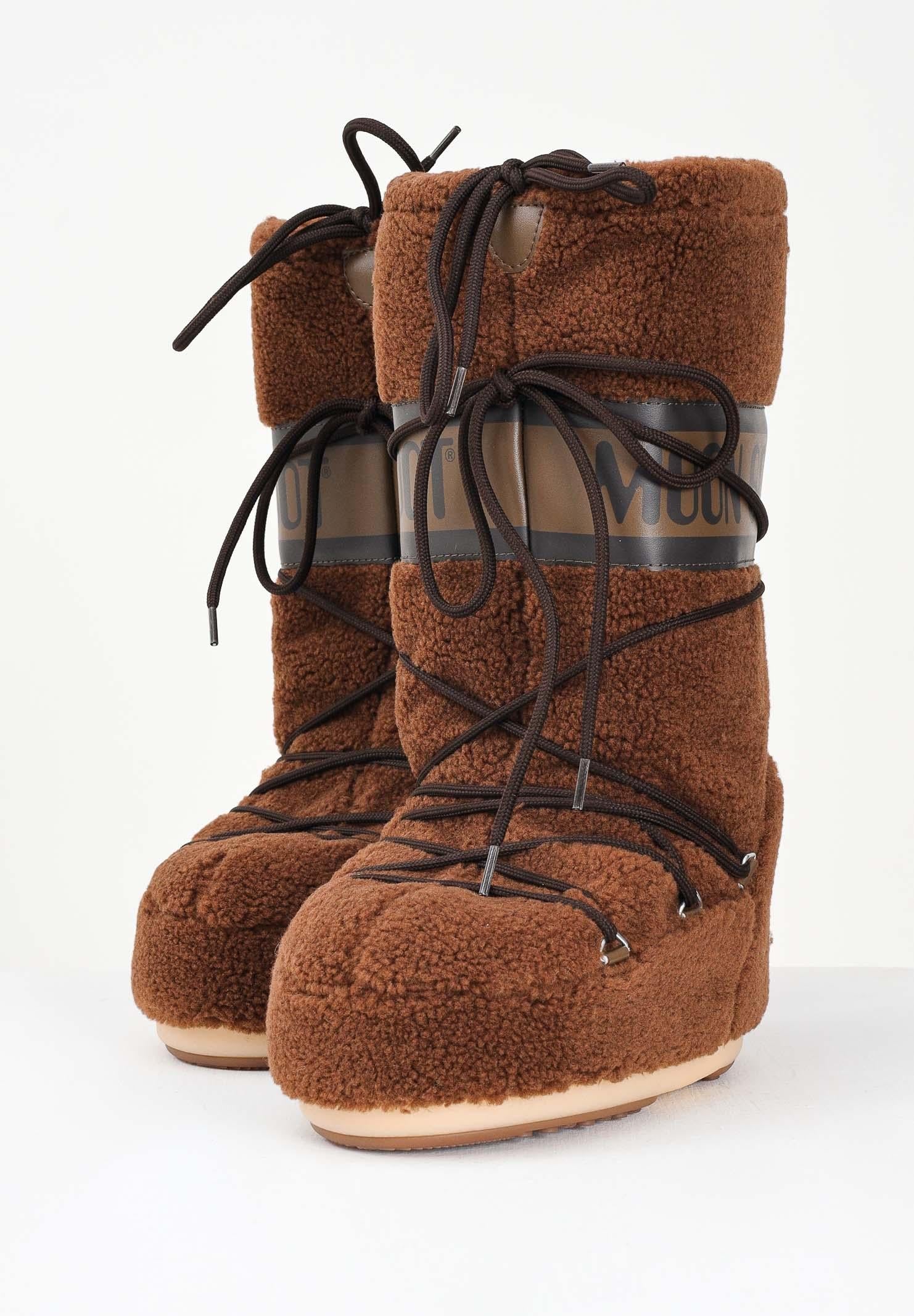 MOON BOOT Women's Brown Teddy ICON Snow Boots