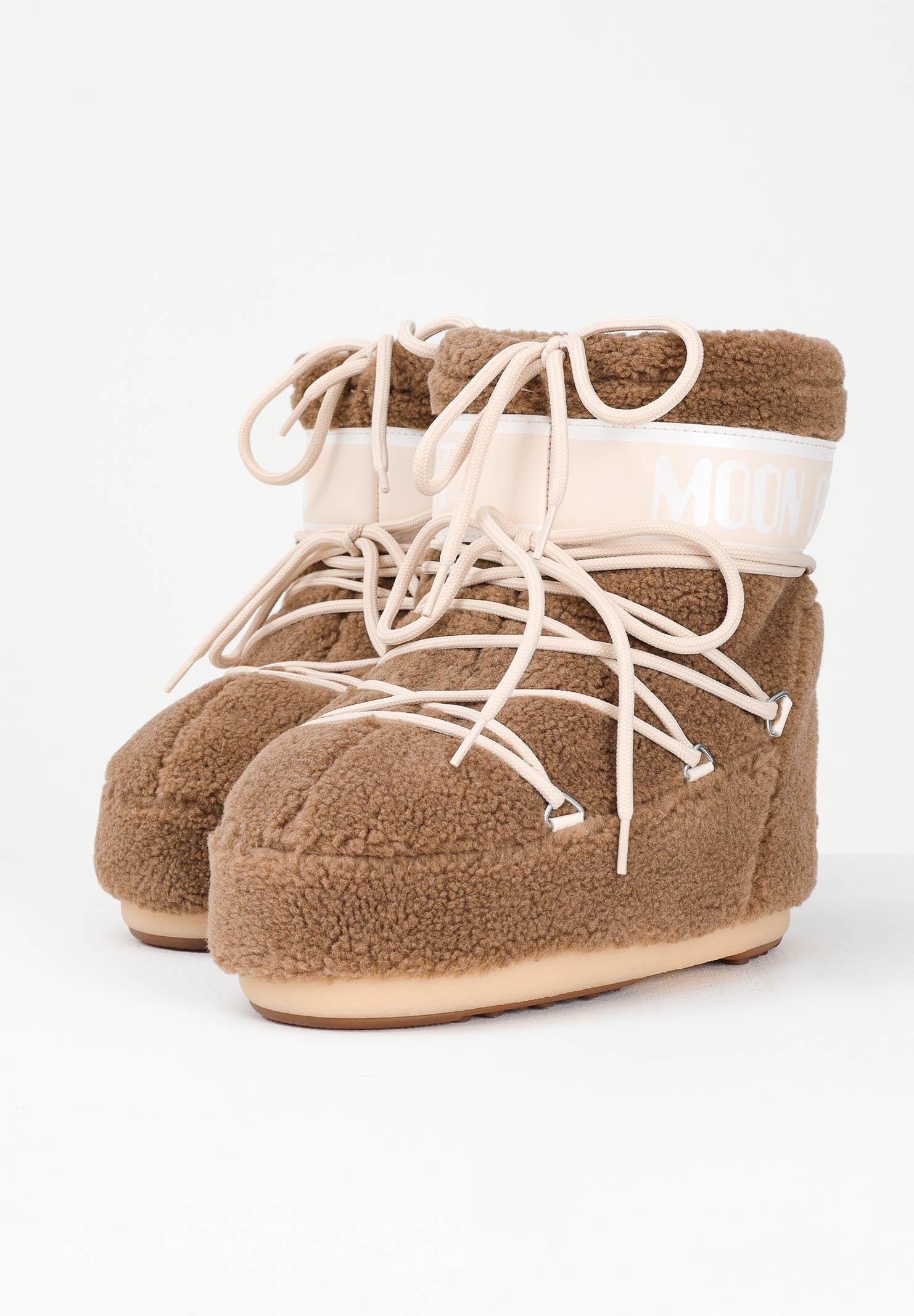 MOON BOOT Women's ICON LOW Brown Teddy Snow Boots