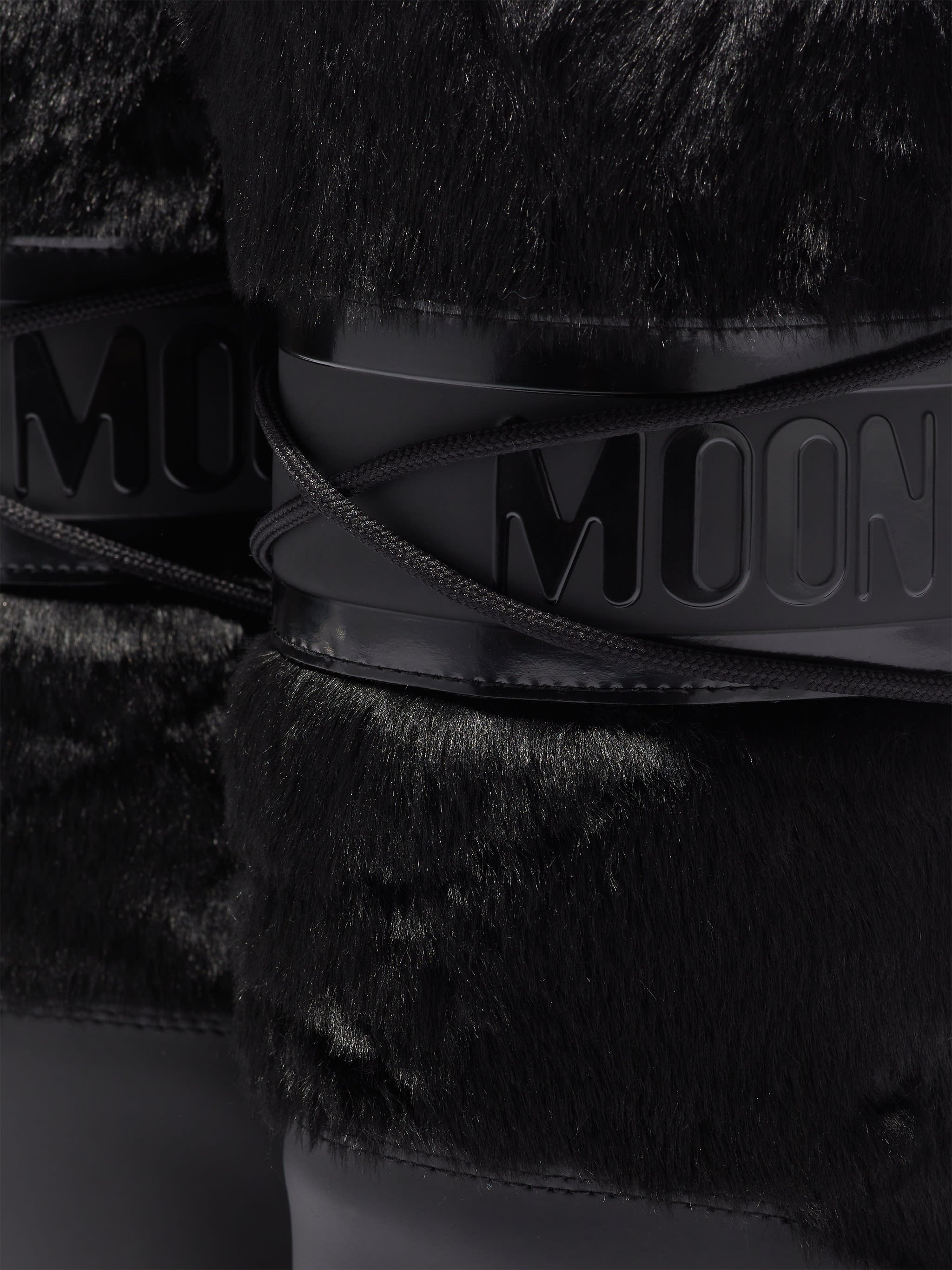 MOON BOOT ICON BLACK FAUX-FUR BOOTS