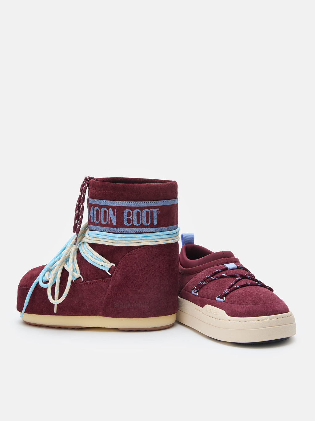 MOON BOOT ICON LOW BURGUNDY SUEDE BOOTS