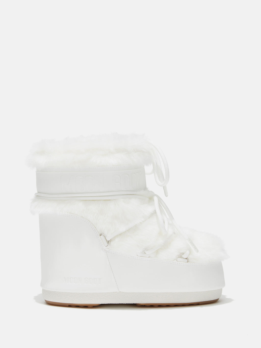 MOON BOOT ICON LOW WHITE FAUX-FUR BOOTS